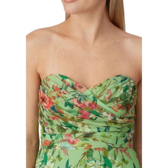 Jay Godfrey Strapless Romper Shorts Outfit sz 6‎ Floral Greenery Roses Flowers - Picture 7 of 16